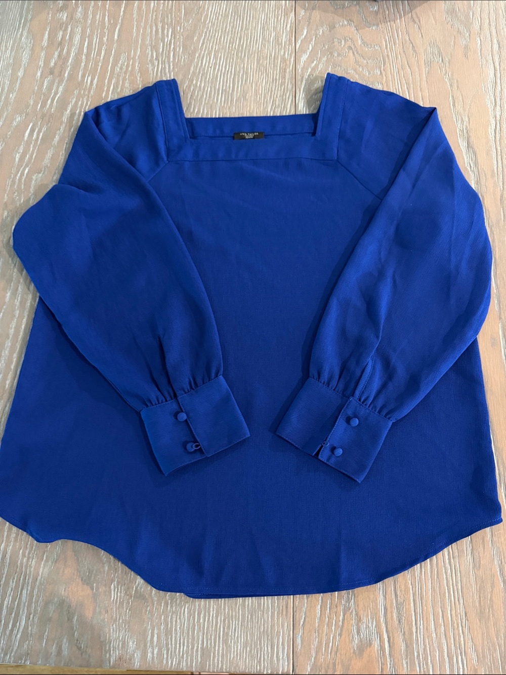 Ann Taylor factory Square Neck Long Puff Sleeve Blouse in Cobalt
